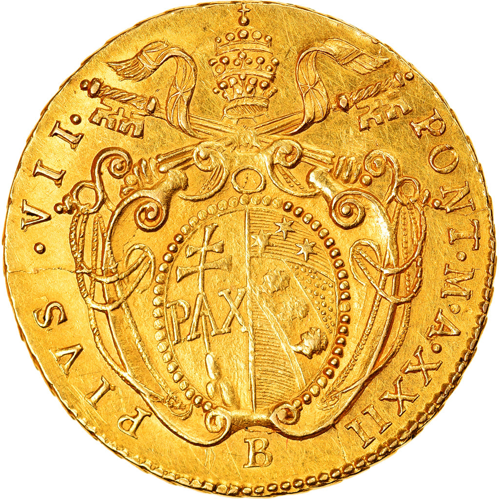 Coin, ITALIAN STATES, PAPAL STATES, Pius VII, Doppia, 1821, Bologna, Very rare