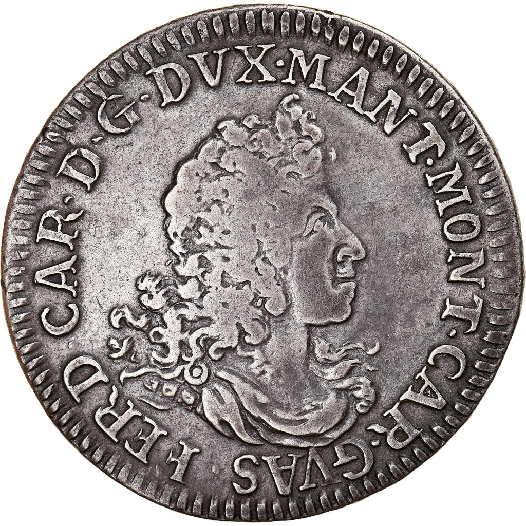 Coin, ITALIAN STATES, MANTUA, Ferdinando Carlo, 1/2 Scudo, 1702, Mantua, Very