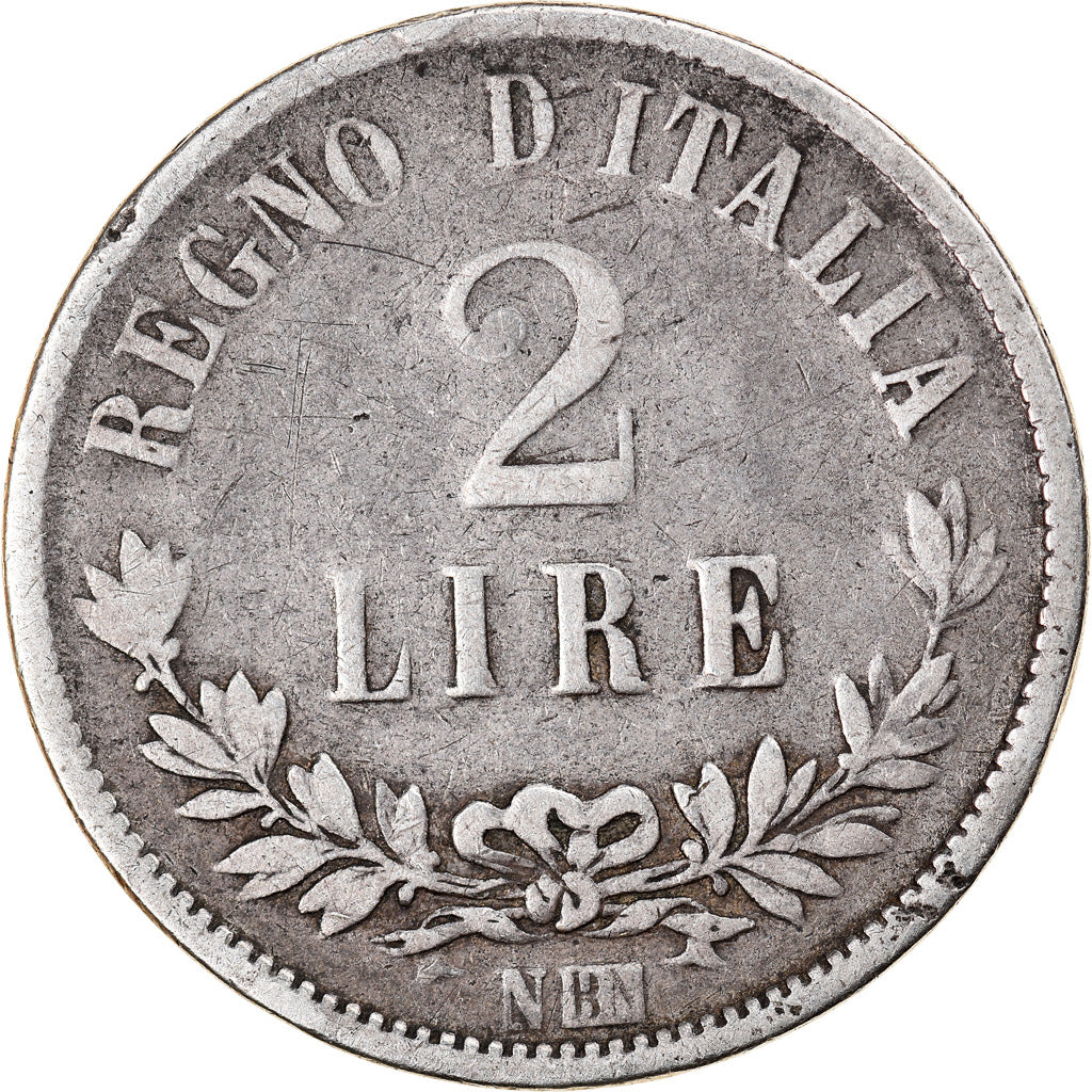 Coin, Italy, Vittorio Emanuele II, 2 Lire, 1863, Naples, VF(20-25), Silver