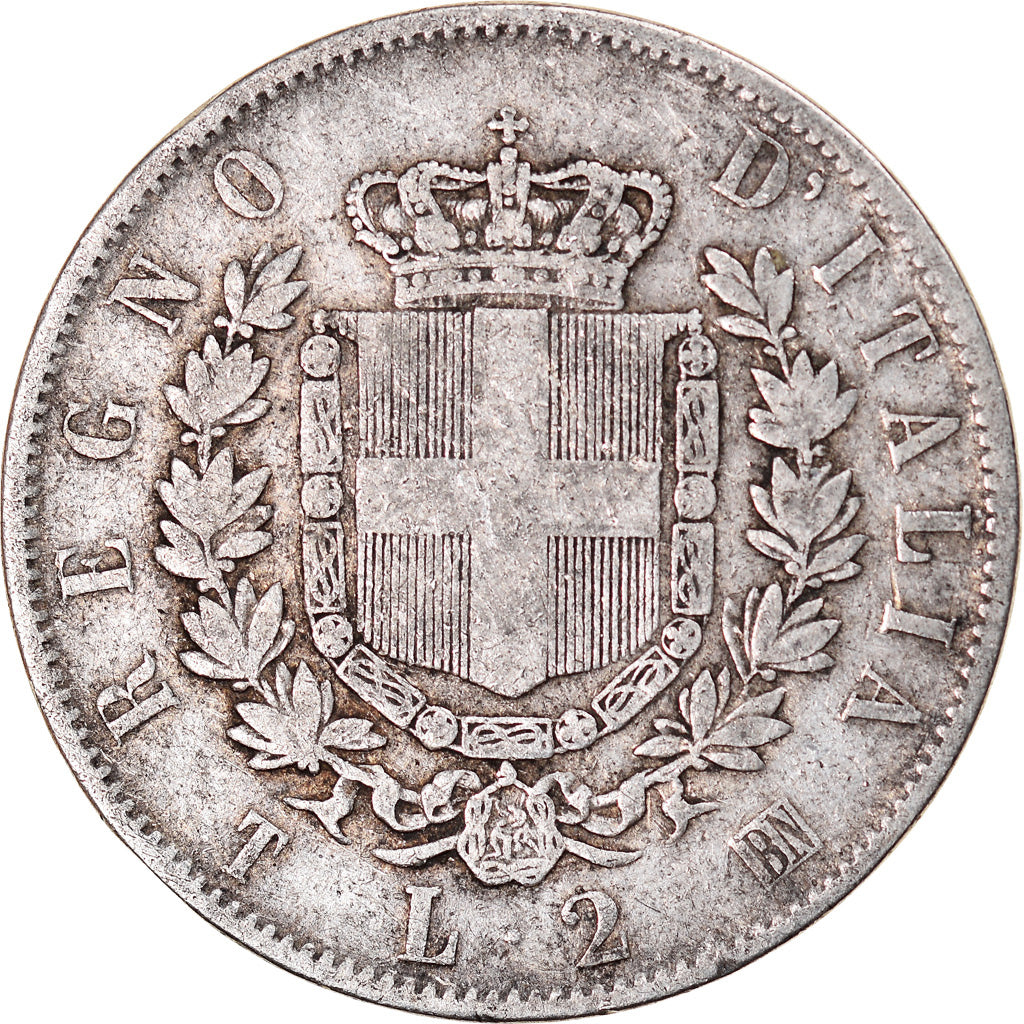 Coin, Italy, Vittorio Emanuele II, 2 Lire, 1863, Torino, VF(20-25), Silver