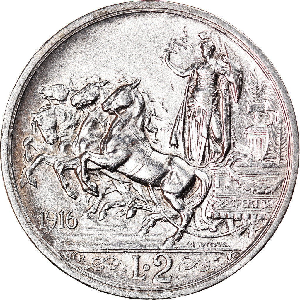 Moneda, Italia, Vittorio Emanuele III, 2 Lire, 1916, Rome, EBC, Plata, KM:55