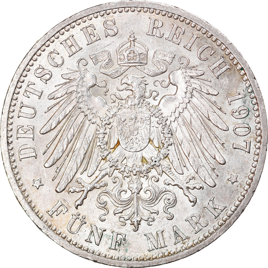 Coin, German States, SAXE-COBURG-GOTHA, Karl Eduard, 5 Mark, 1907, Berlin, Very