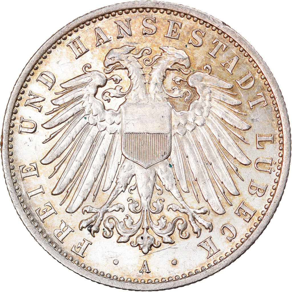 Coin, German States, LUBECK, 2 Mark, 1911, Berlin, MS(63), Silver, KM:212