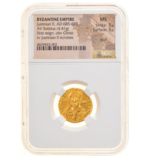 Monnaie, Justinian II, Solidus, 692-695, Constantinople, Gradée, NGC, MS60