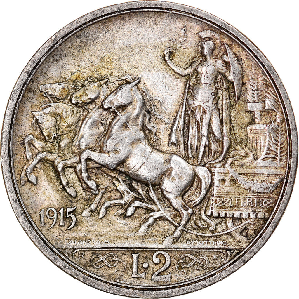 Coin, Italy, Vittorio Emanuele III, 2 Lire, 1915, Rome, AU(50-53), Silver, KM:55