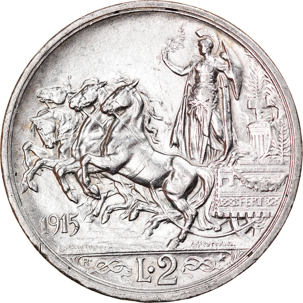 Coin, Italy, Vittorio Emanuele III, 2 Lire, 1915, Rome, MS(60-62), Silver, KM:55
