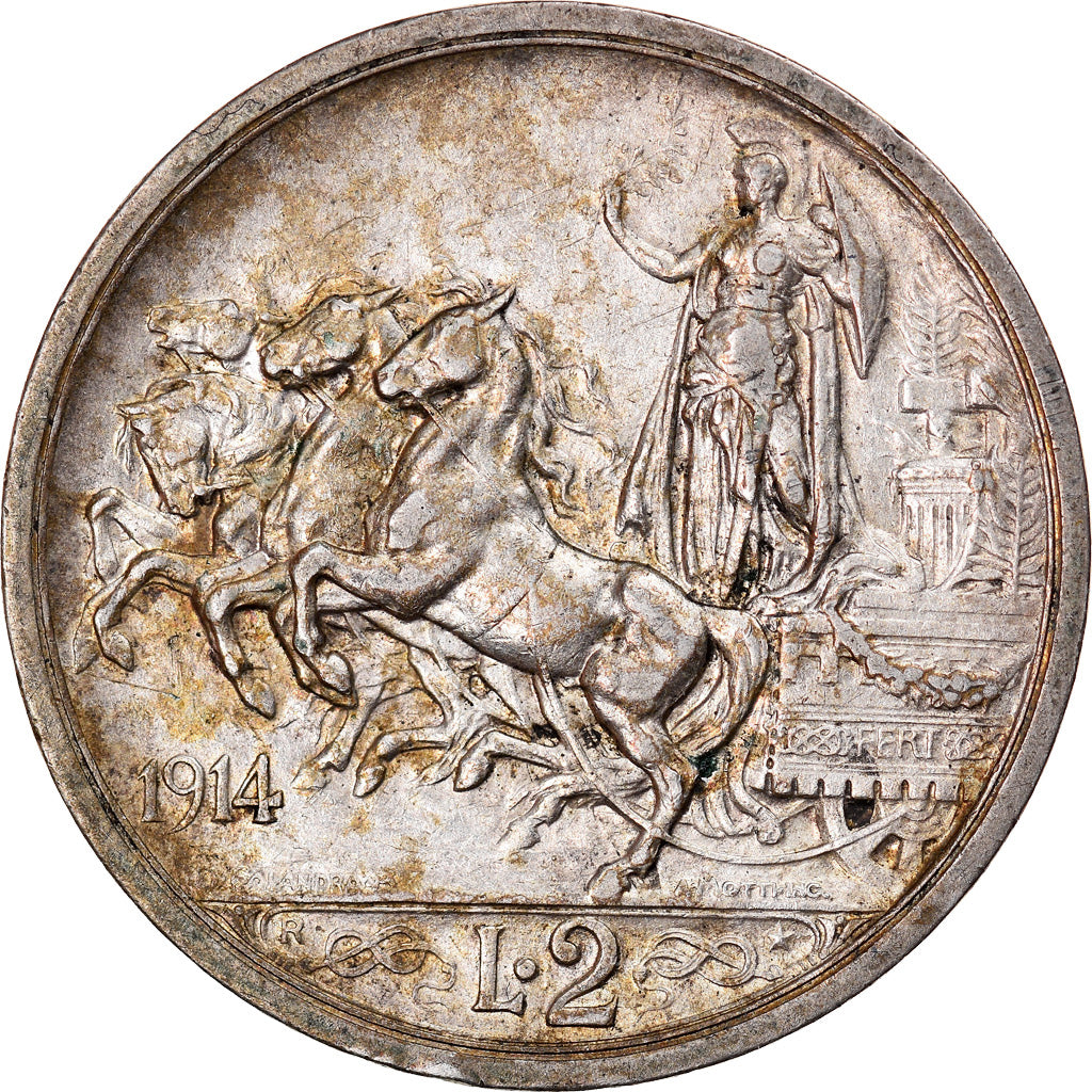 Coin, Italy, Vittorio Emanuele III, 2 Lire, 1914, Rome, AU(55-58), Silver, KM:55