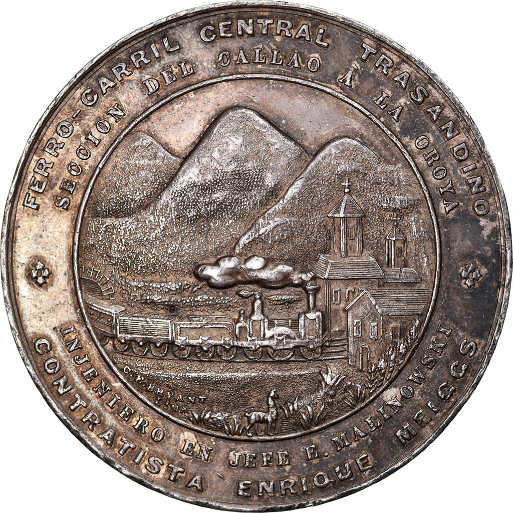 Peru, Medal, Inauguration de la ligne de chemin de fer Callao-Oroya, 1870