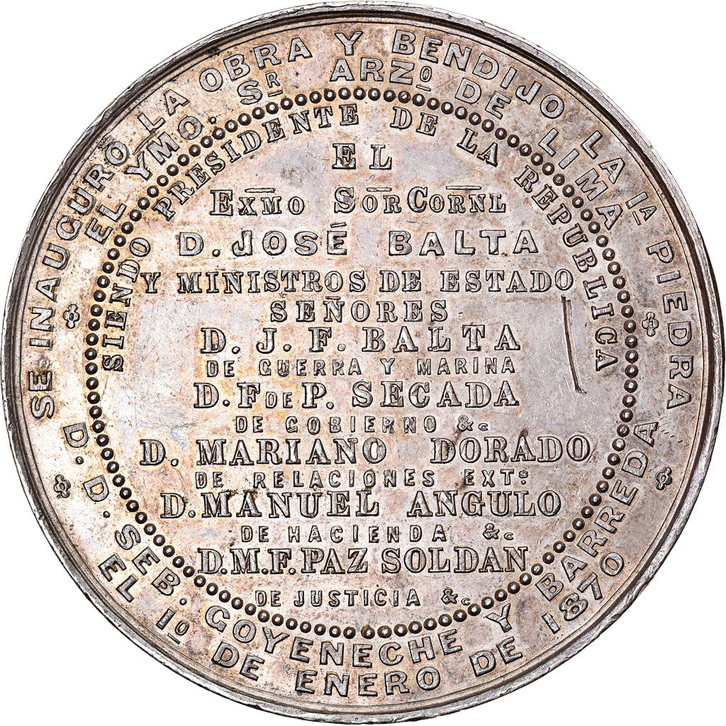 Peru, Medal, Inauguration de la ligne de chemin de fer Callao-Oroya, 1870