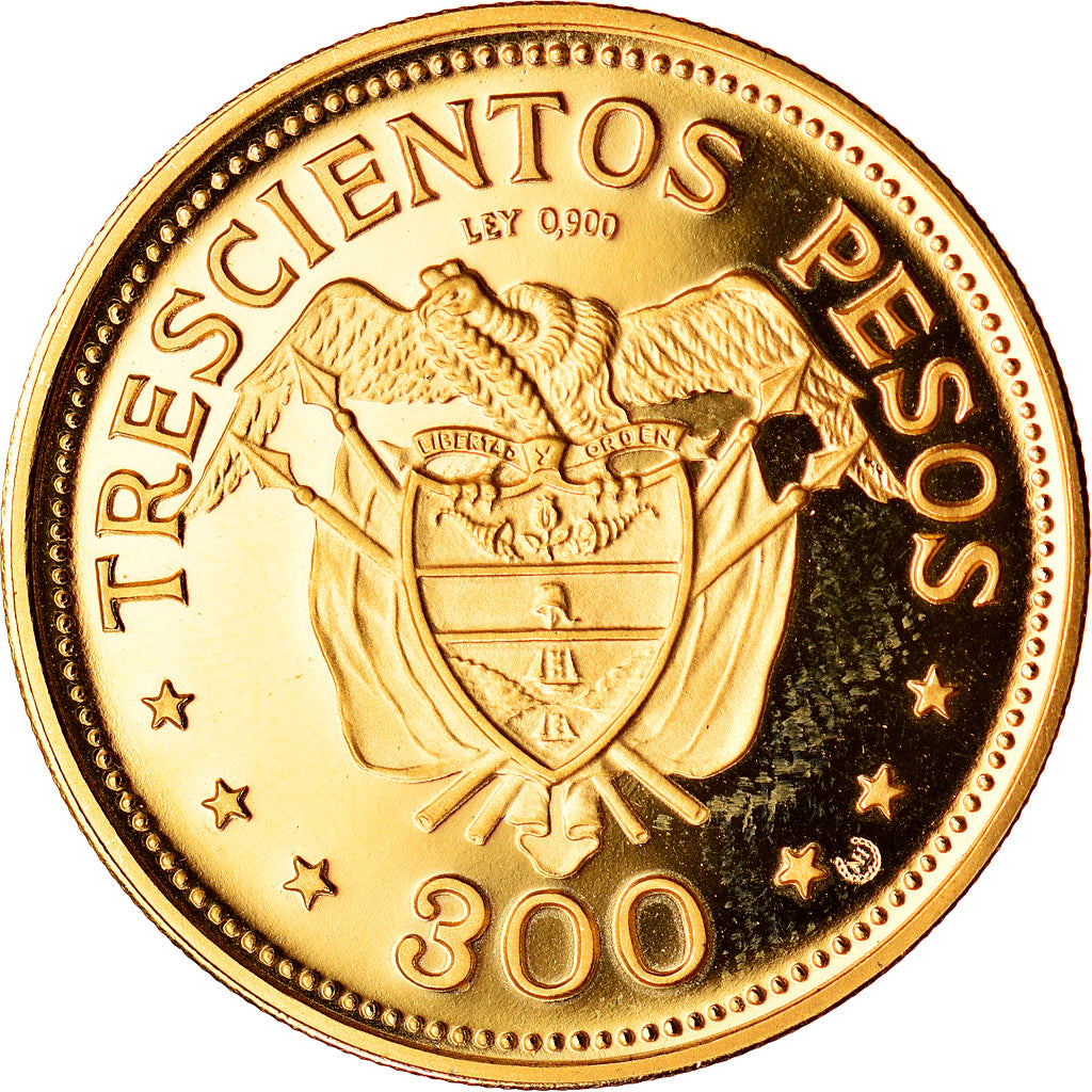 Moneda, Colombia, 300 Pesos, 1968, Bogota, FDC, Oro, KM:233