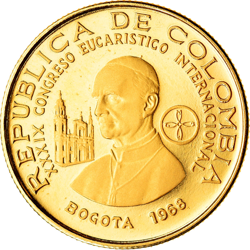 Coin, Colombia, 100 Pesos, 1968, MS(65-70), Gold, KM:231
