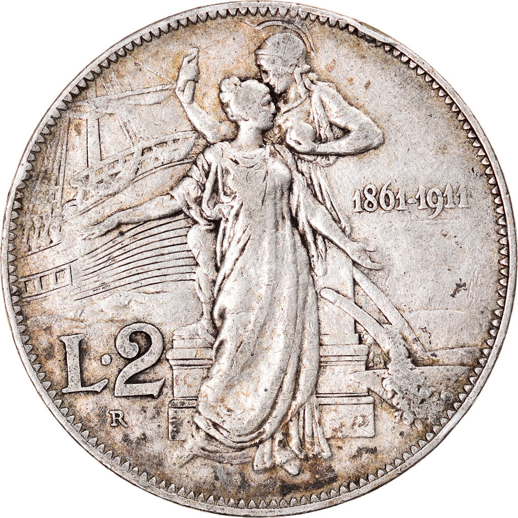Coin, Italy, Vittorio Emanuele III, 2 Lire, 1911, Rome, VF(20-25), Silver, KM:52