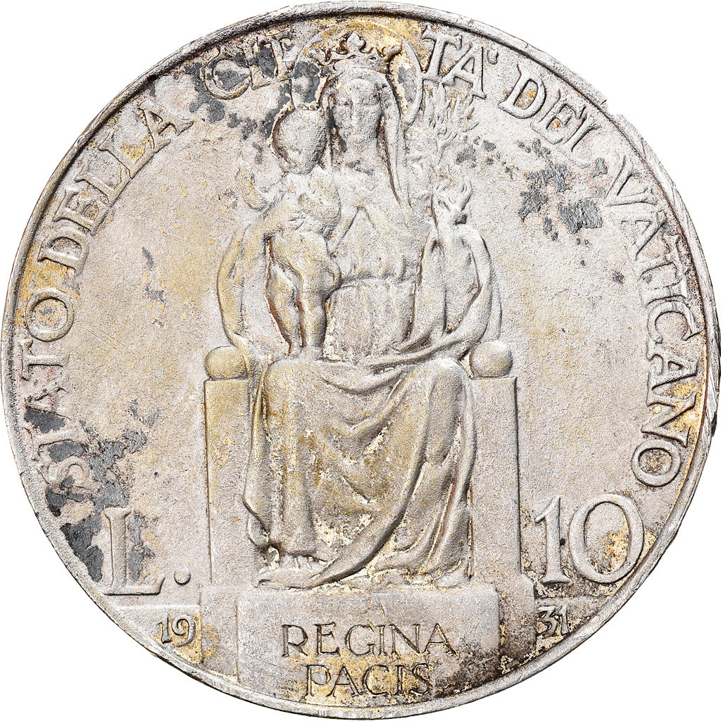 Coin, VATICAN CITY, Pius XI, 10 Lire, 1931, Rome, AU(55-58), Silver, KM:8