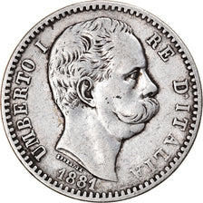 Coin, Italy, Umberto I, 2 Lire, 1881, Rome, VF(30-35), Silver, KM:23