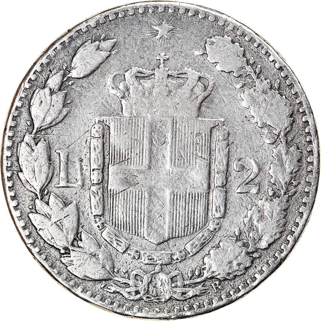 Münze, Italien, Umberto I, 2 Lire, 1884, Rome, S, Silber, KM:23