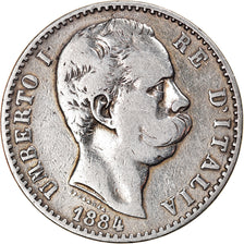 Coin, Italy, Umberto I, 2 Lire, 1884, Rome, VF(20-25), Silver, KM:23