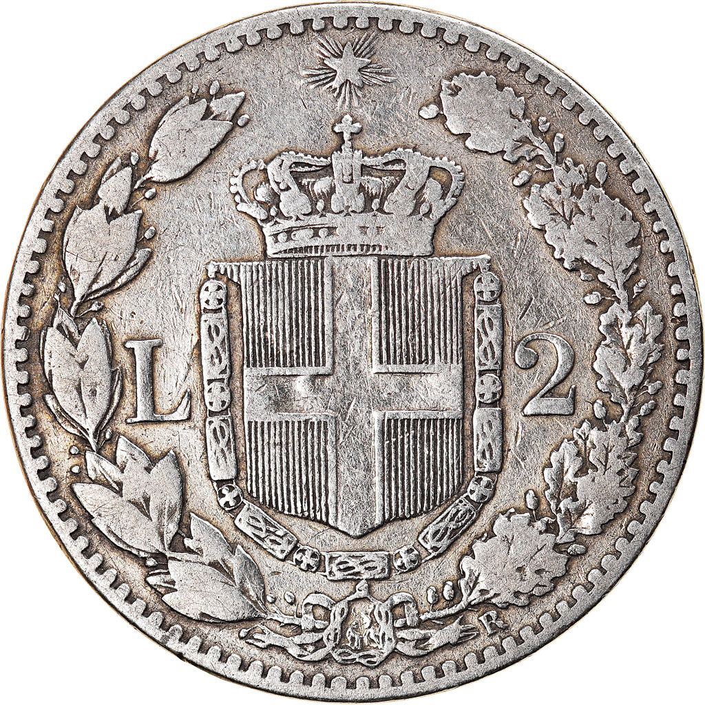 Coin, Italy, Umberto I, 2 Lire, 1884, Rome, VF(20-25), Silver, KM:23