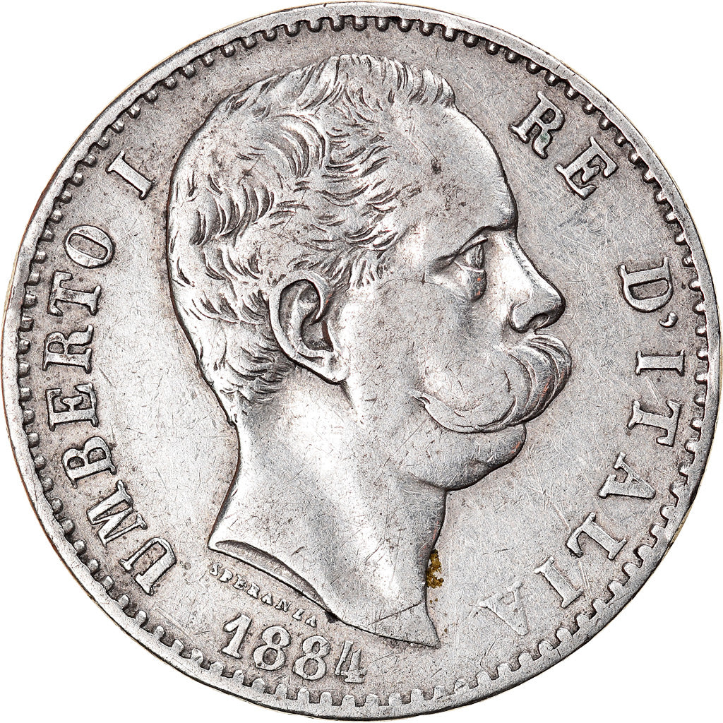 Monnaie, Italie, Umberto I, 2 Lire, 1884, Rome, TB+, Argent, KM:23