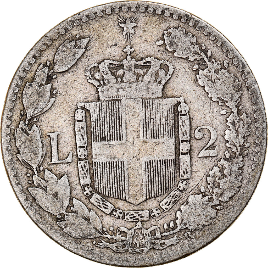 Moneta, Italia, Umberto I, 2 Lire, 1887, Rome, MB, Argento, KM:23