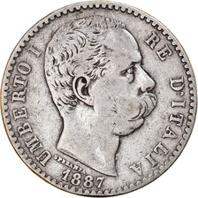 Moneta, Italia, Umberto I, 2 Lire, 1887, Rome, MB, Argento, KM:23