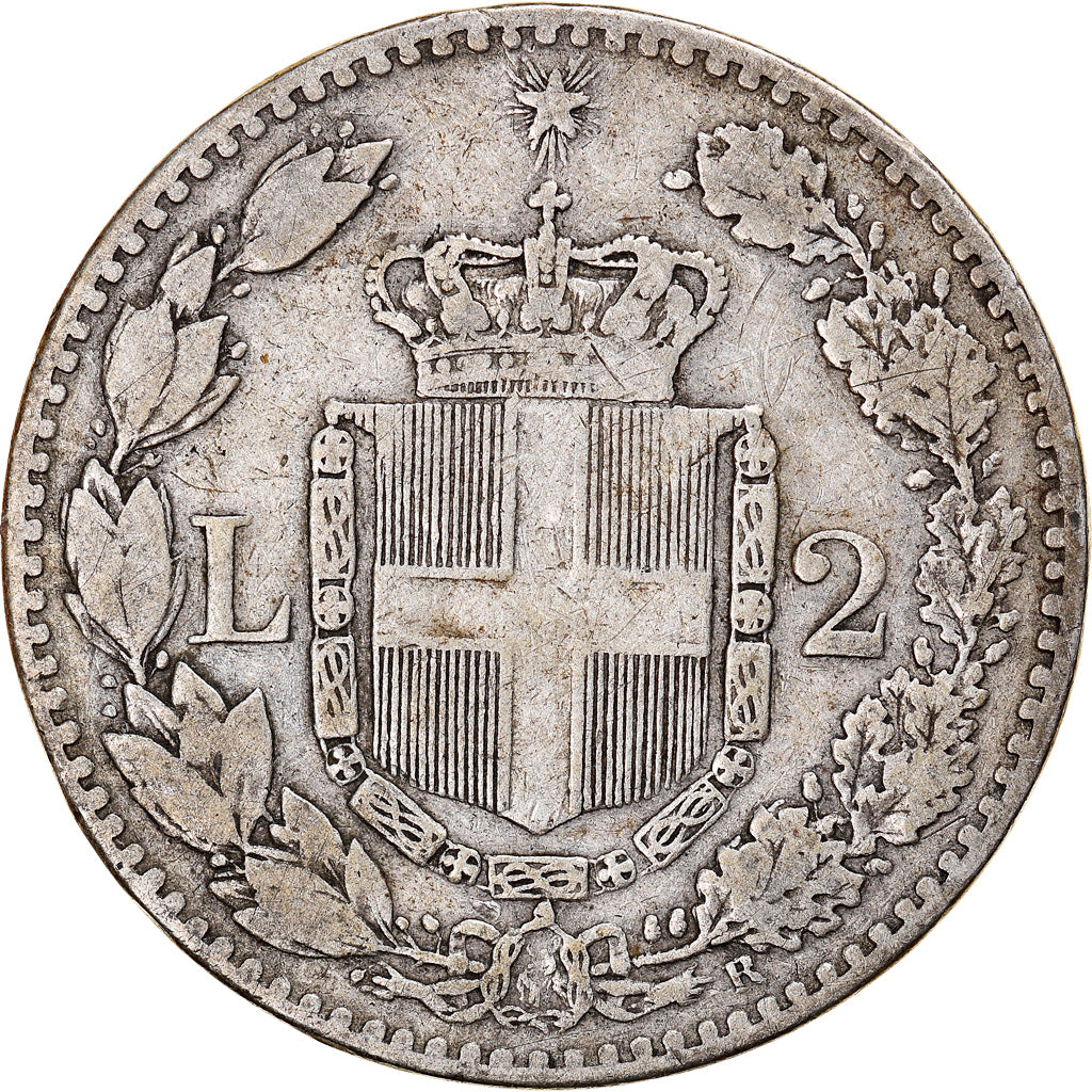 Moneta, Italia, Umberto I, 2 Lire, 1887, Rome, MB, Argento, KM:23
