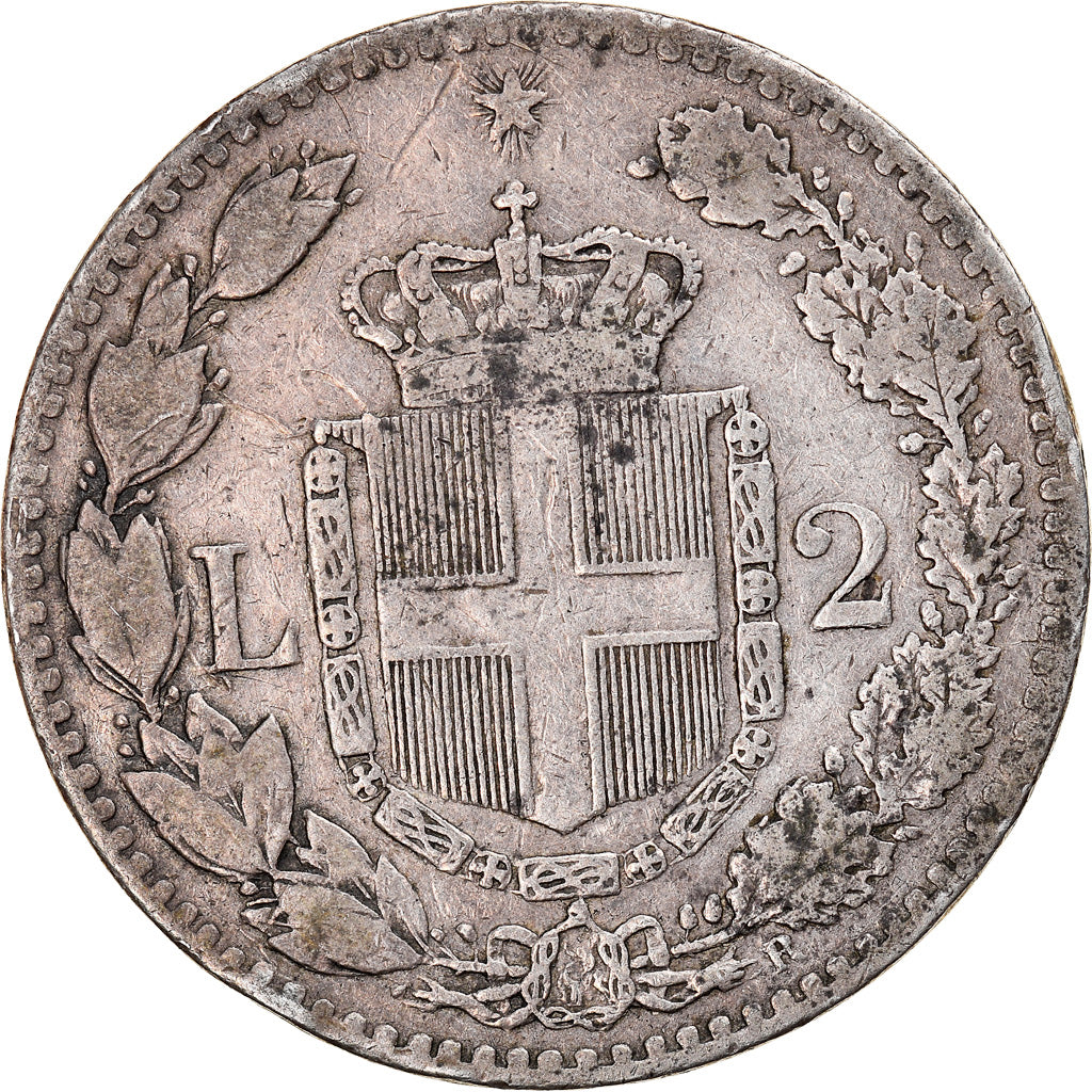 Coin, Italy, Umberto I, 2 Lire, 1887, Rome, VF(20-25), Silver, KM:23