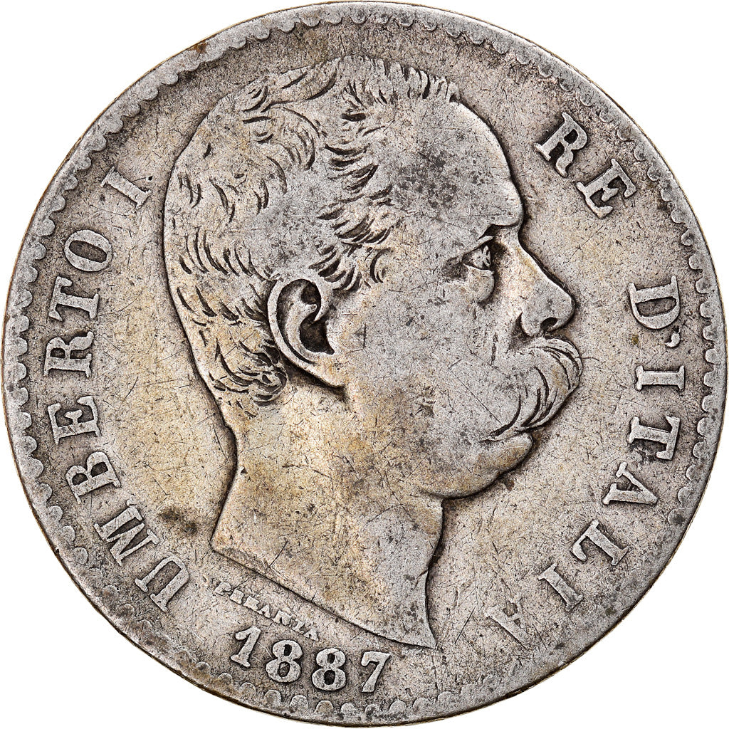 Monnaie, Italie, Umberto I, 2 Lire, 1887, Rome, TB, Argent, KM:23
