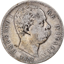 Monnaie, Italie, Umberto I, 2 Lire, 1887, Rome, TB, Argent, KM:23