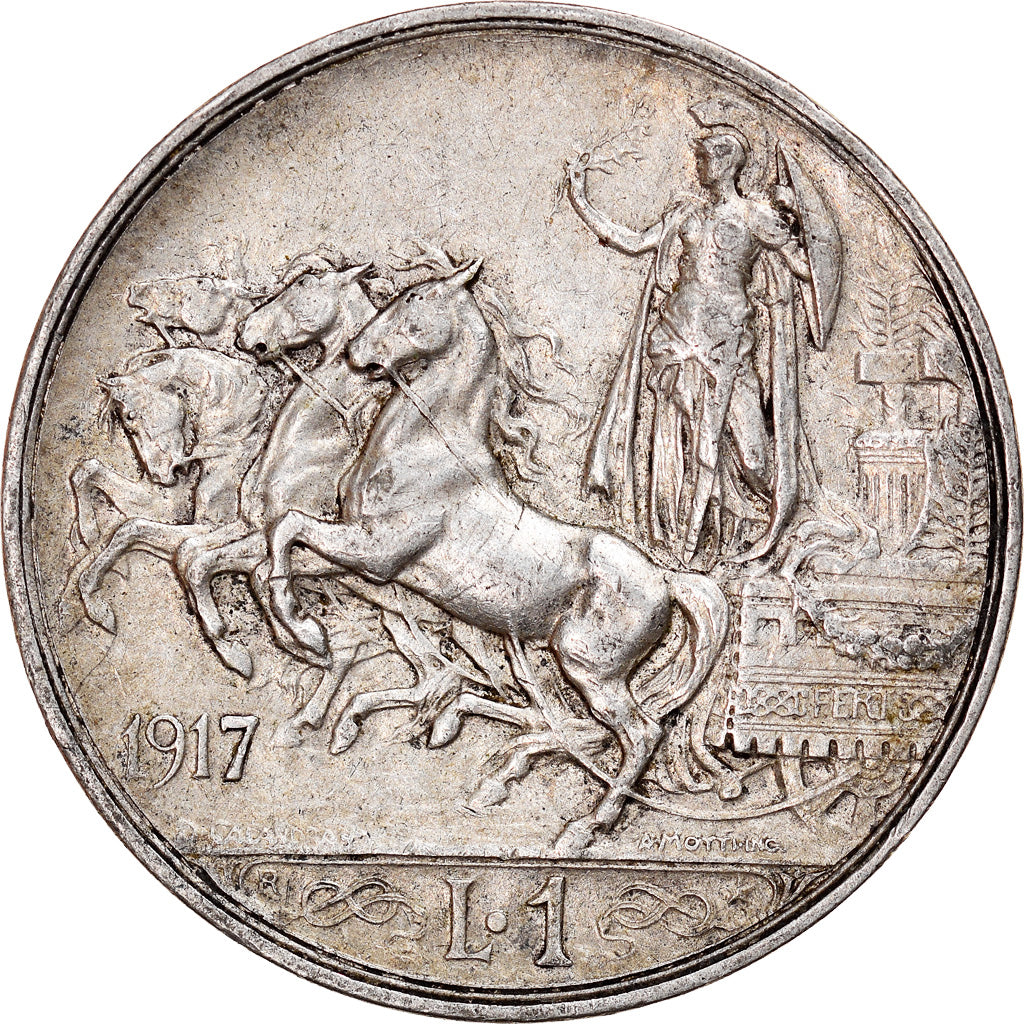 Coin, Italy, Vittorio Emanuele III, Lira, 1917, Rome, EF(40-45), Silver, KM:57