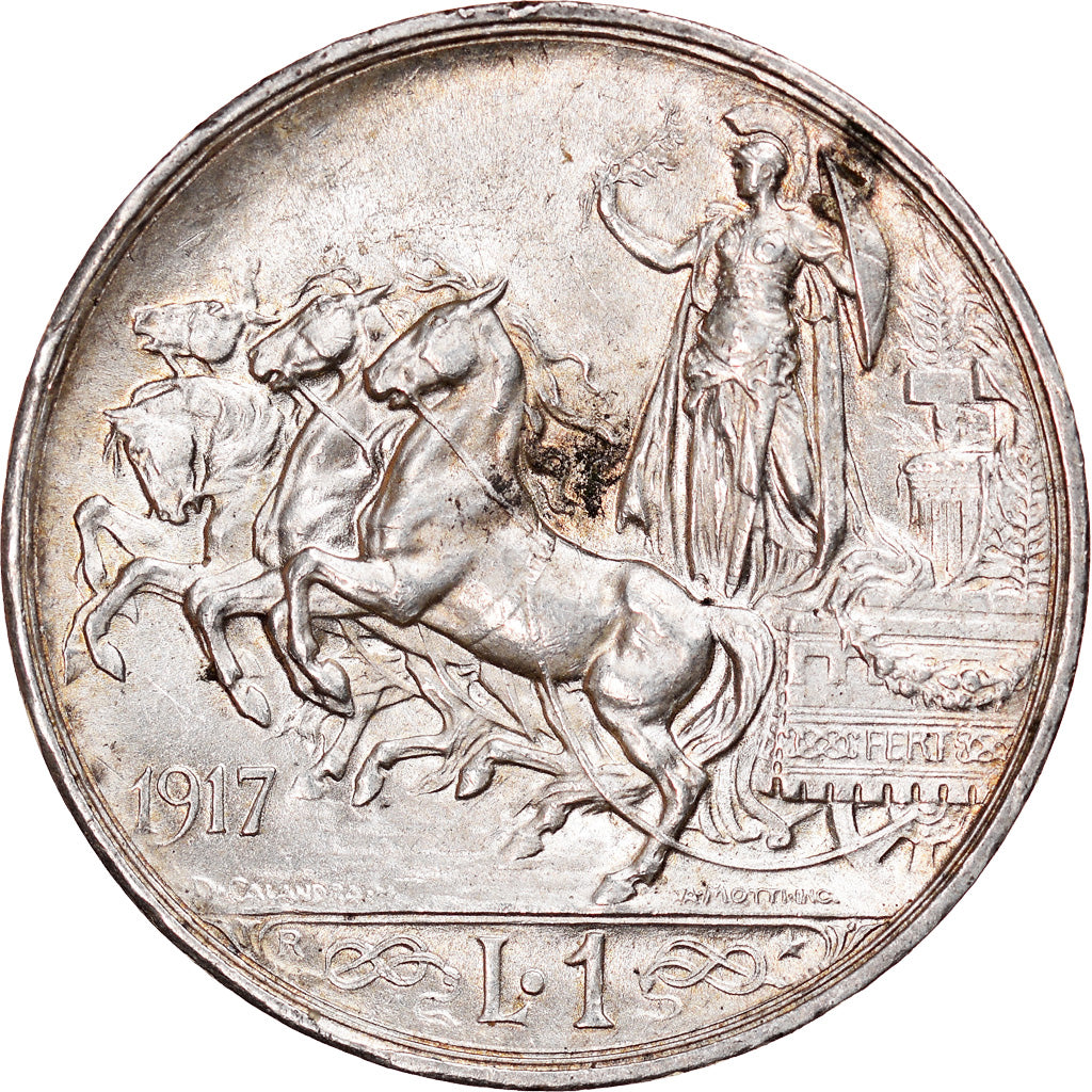 Münze, Italien, Vittorio Emanuele III, Lira, 1917, Rome, VZ, Silber, KM:57