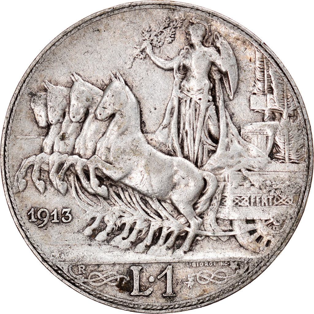 Coin, Italy, Vittorio Emanuele III, Lira, 1913, Rome, VF(20-25), Silver, KM:45