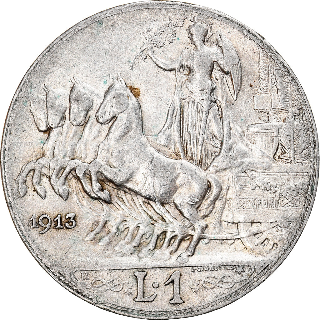 Moeda, Itália, Vittorio Emanuele III, Lira, 1913, Rome, AU(50-53), Prata, KM:45