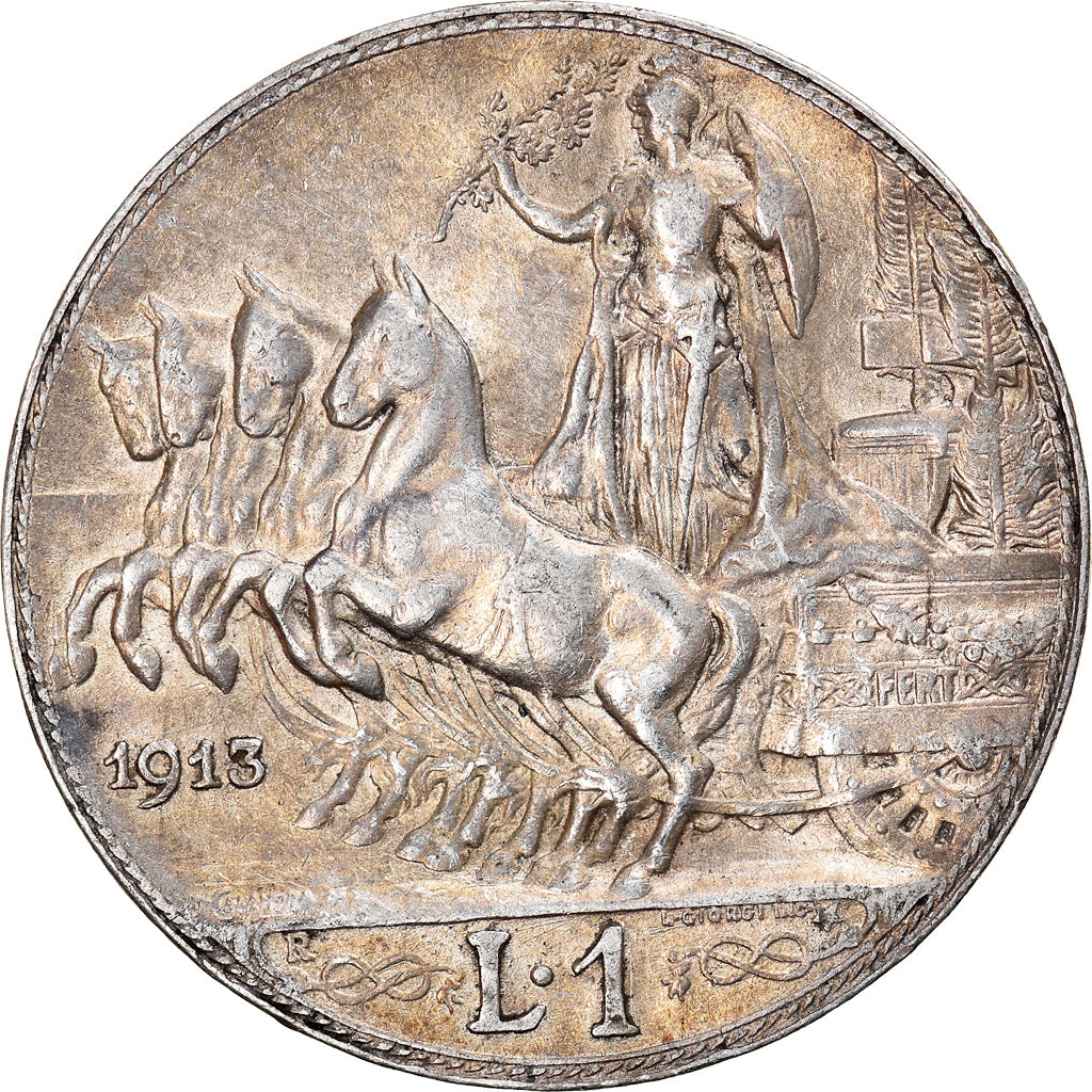 Coin, Italy, Vittorio Emanuele III, Lira, 1913, Rome, AU(55-58), Silver, KM:45
