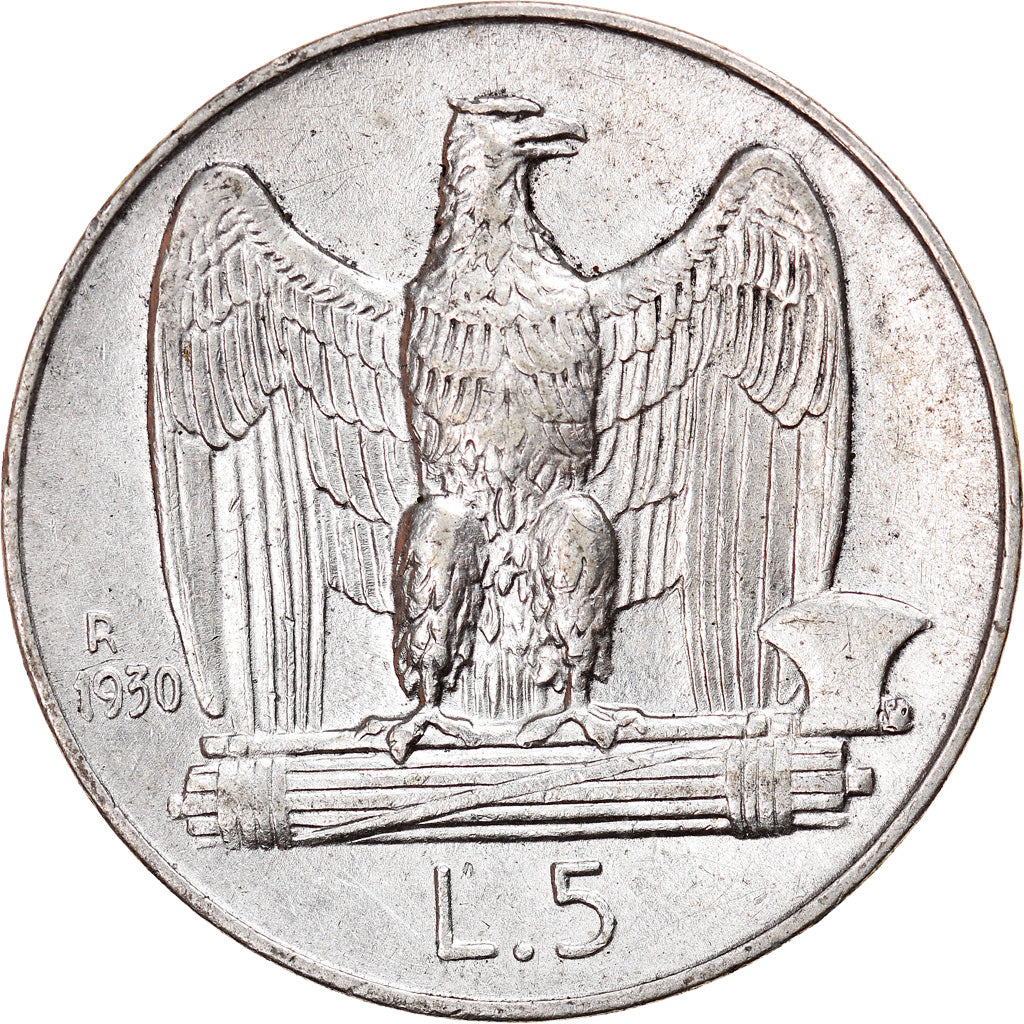 Coin, Italy, Vittorio Emanuele III, 5 Lire, 1930, Rome, AU(50-53), Silver