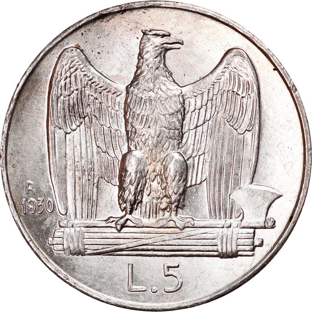 Coin, Italy, Vittorio Emanuele III, 5 Lire, 1930, Rome, AU(55-58), Silver