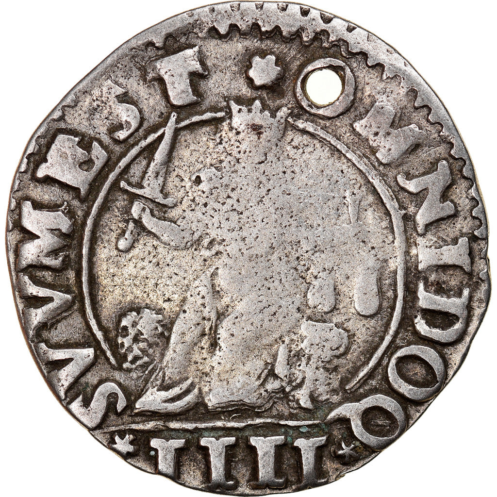 Coin, ITALIAN STATES, Anonymous, 4 Gazzette, Venezia, Holed, VF(30-35), Silver