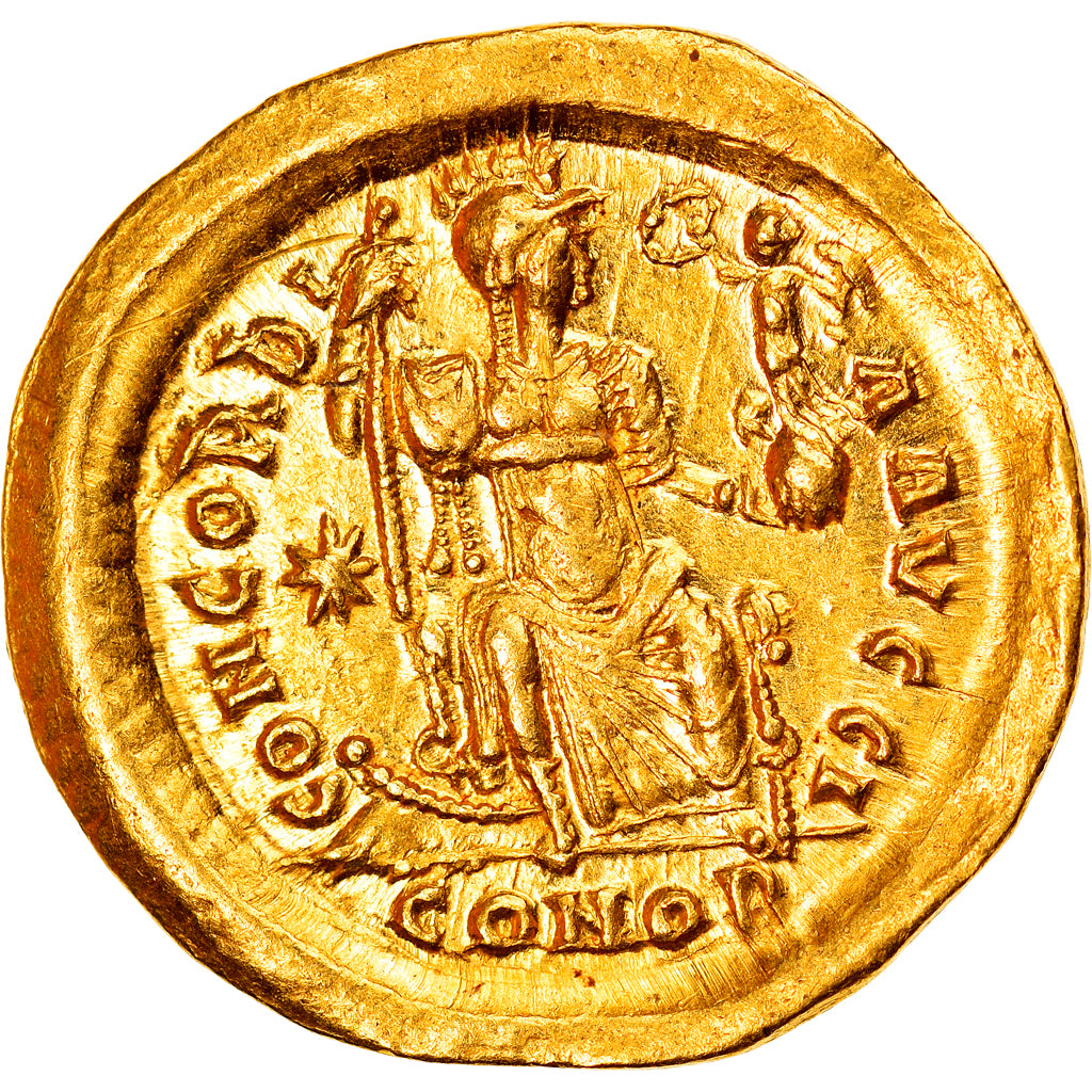 Coin, Theodosius II, Solidus, Constantinople, MS(63), Gold, RIC:202