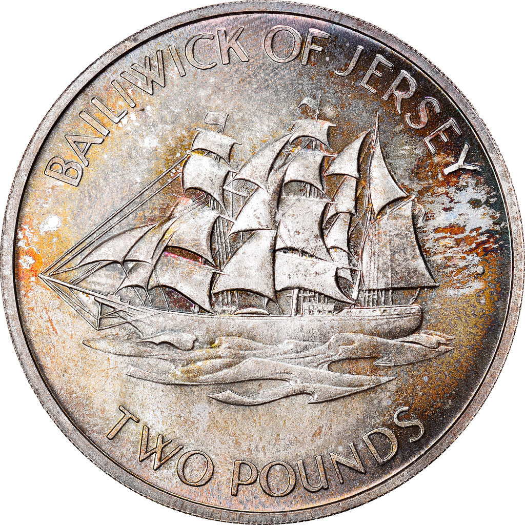 Coin, Jersey, Elizabeth II, 2 Pounds, 1972, MS(65-70), Silver, KM:37
