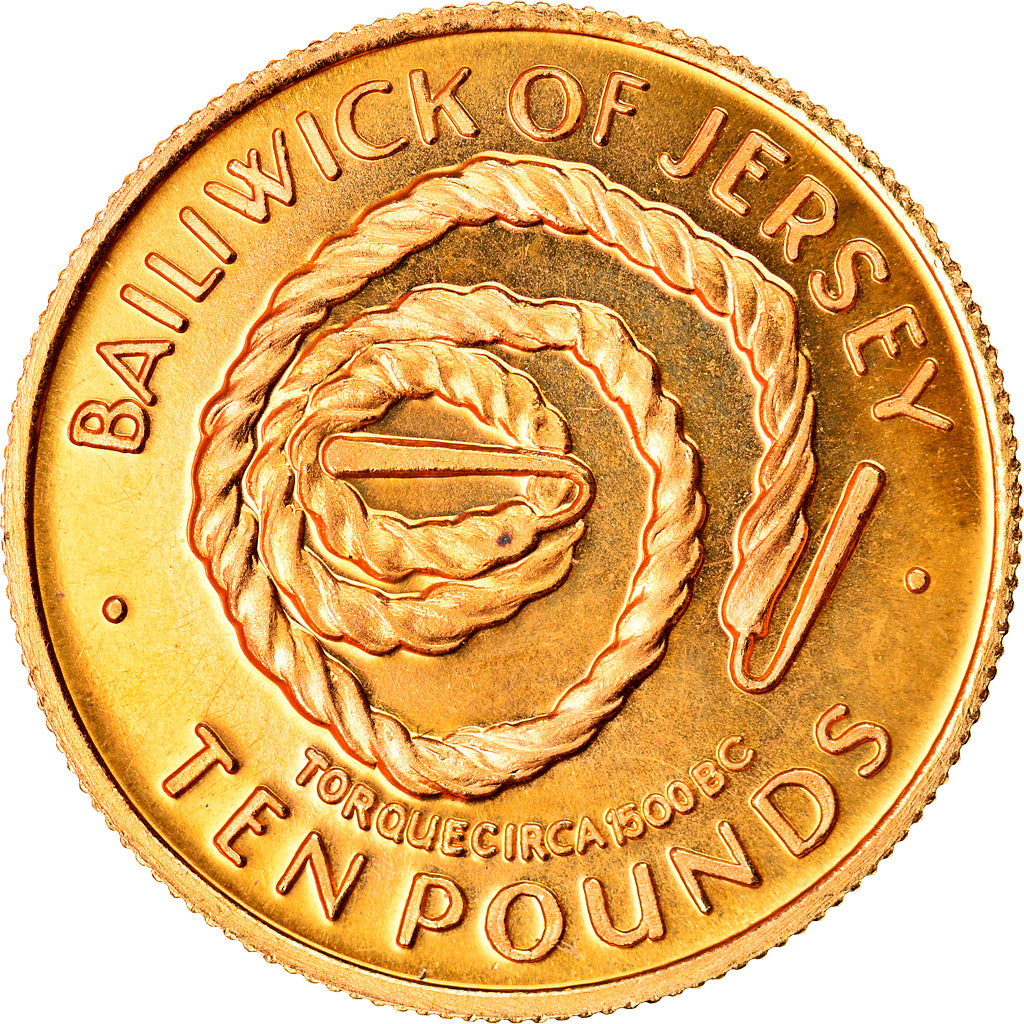 Coin, Jersey, Elizabeth II, 10 Pounds, 1972, MS(65-70), Gold, KM:40