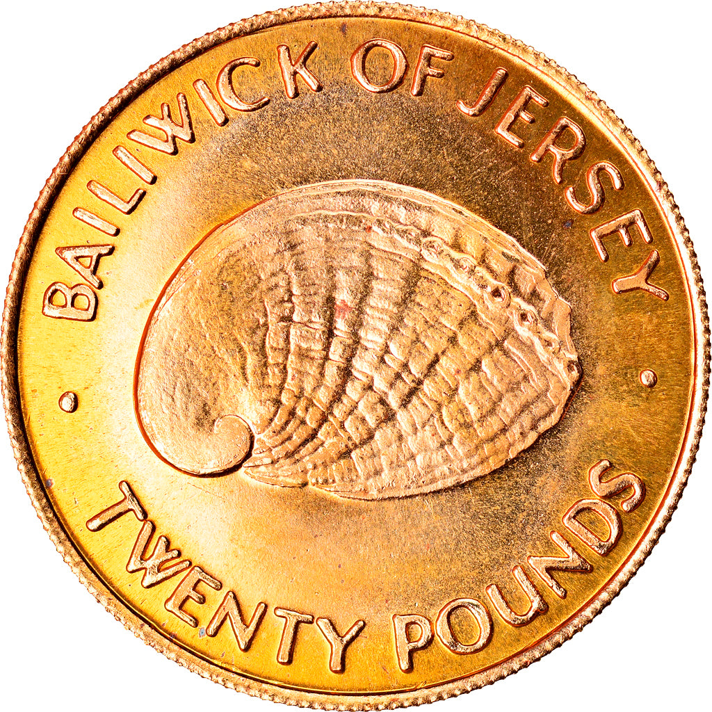 Coin, Jersey, Elizabeth II, 20 Pounds, 1972, MS(65-70), Gold, KM:41