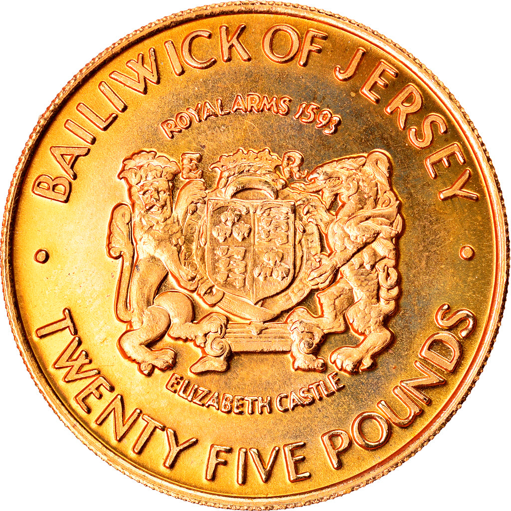 Coin, Jersey, Elizabeth II, 25 Pounds, 1972, British Royal Mint, MS(65-70)