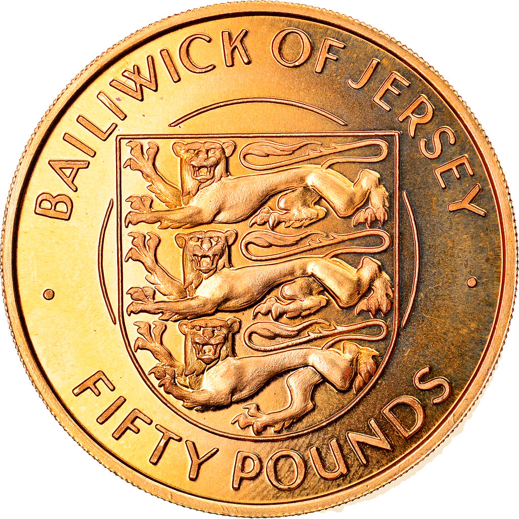 Coin, Jersey, Elizabeth II, 50 Pounds, 1972, MS(65-70), Gold, KM:43