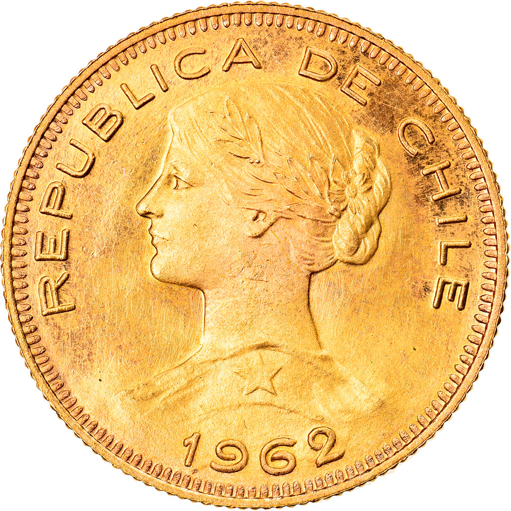 Moneta, Cile, 100 Pesos, 1962, Santiago, FDC, Oro, KM:175