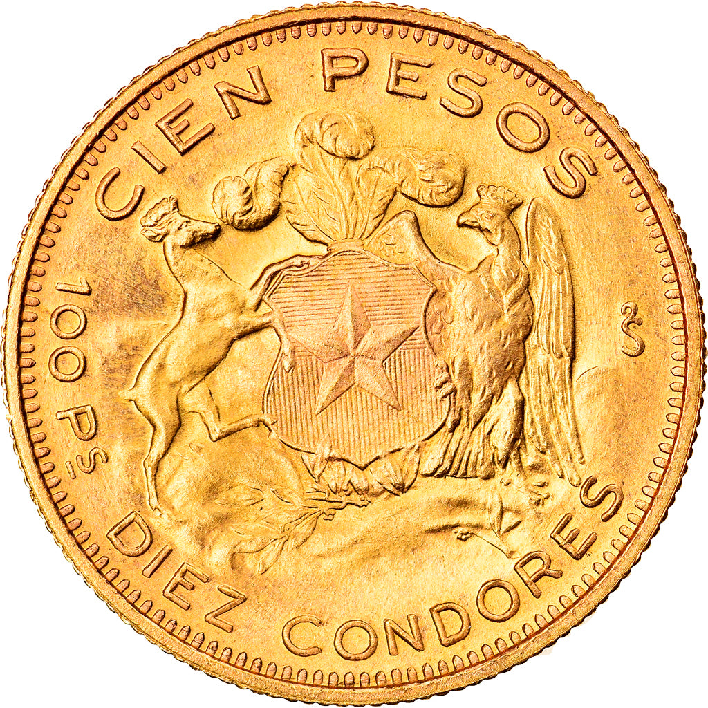 Moneta, Cile, 100 Pesos, 1962, Santiago, FDC, Oro, KM:175