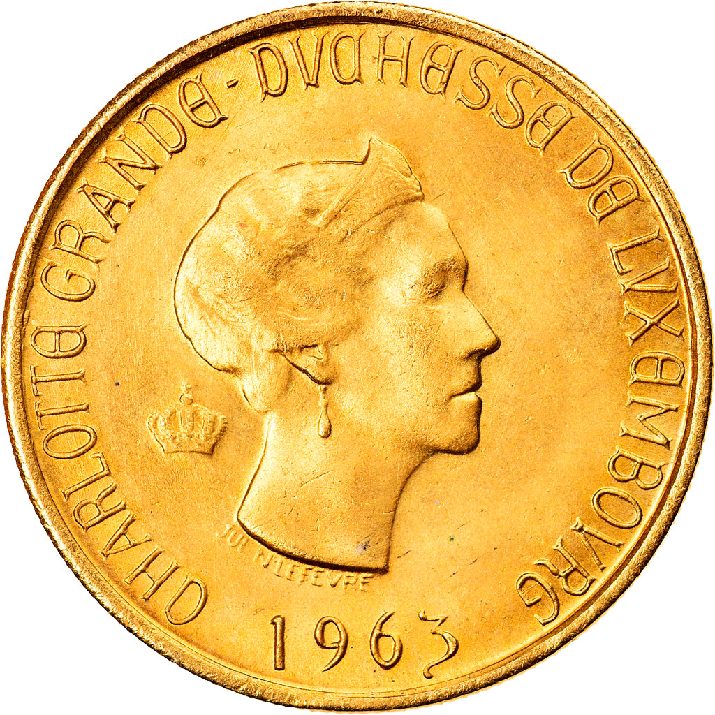 Moneda, Luxemburgo, 20 Francs, 1963, Brussels, FDC, Oro, KM:M2b