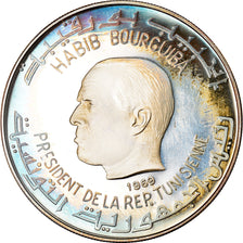 Moneda, Túnez, Dinar, 1969, Franklin Mint, FDC, Plata, KM:301