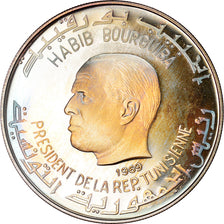 Coin, Tunisia, Dinar, 1969, Franklin Mint, MS(65-70), Silver, KM:293