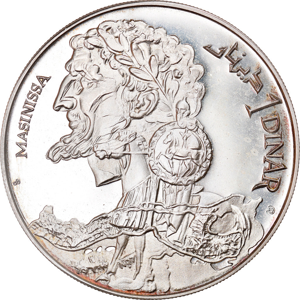 Coin, Tunisia, Dinar, 1969, Franklin Mint, MS(65-70), Silver, KM:293