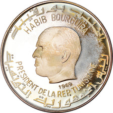 Coin, Tunisia, Dinar, 1969, Franklin Mint, MS(65-70), Silver, KM:299