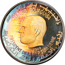 Coin, Tunisia, Dinar, 1969, Franklin Mint, Franklin Center, PA, MS(65-70)